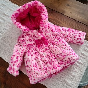 Pistachio 18 Month Pink Faux Fur Animal Print Coat